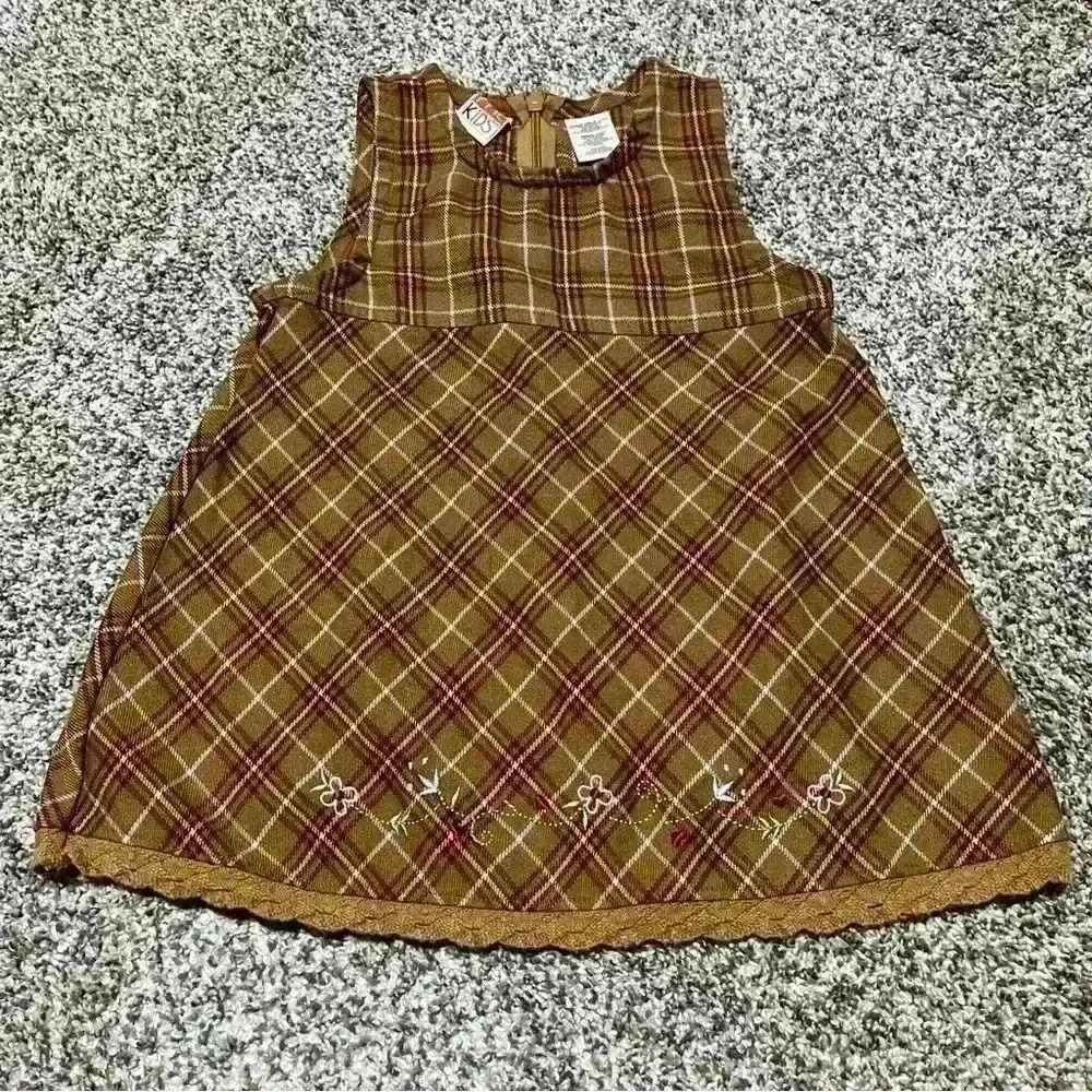 Vintage McKids Dress Infant Size 18 Months Brown Zip Up McDonald’s Girls Y2K